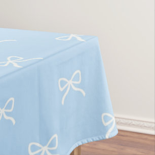 Preppy Elegant Blue Bow Pattern Spring & Summer Tablecloth