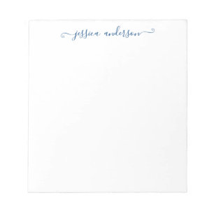 Preppy Elegant Navy Blue Feminine Girly Script Notepad