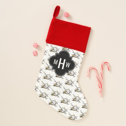 Preppy Equestrian Horse Jumping Through Horn Color Christmas Stocking