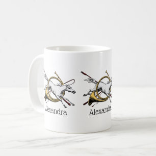 Preppy Equestrian Horse Jumping Through Horn Color Coffee Mug