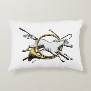 Preppy Equestrian Horse Jumping Through Horn Color Decorative Pillow