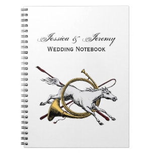 Preppy Equestrian Horse Jumping Through Horn Color Notebook
