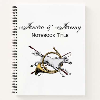 Preppy Equestrian Horse Jumping Through Horn Color Notebook