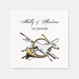 Preppy Equestrian Horse Jumping Through Horn Color Paper Napkins