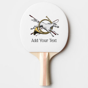 Preppy Equestrian Horse Jumping Through Horn Color Ping-Pong Paddle