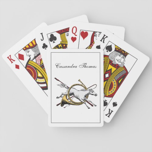 Preppy Equestrian Horse Jumping Through Horn Color Playing Cards