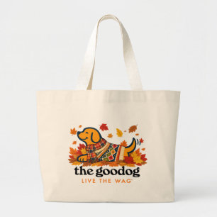 Preppy Fall Dog Lover Large Tote Bag