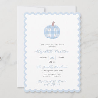 Preppy Fall Pumpkin Baby Boy Shower Invitation