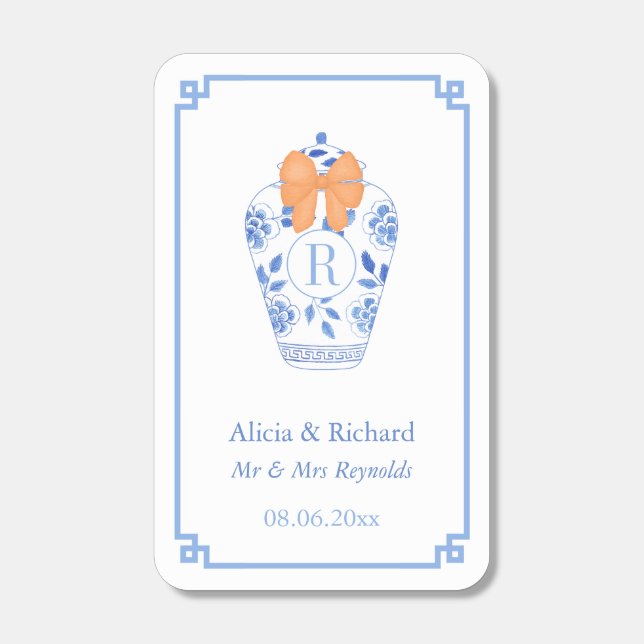 Preppy Fall Wedding Monogram Wedding Matchboxes (Front)