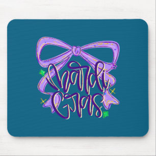 Preppy Fat Tuesday Mardi Gras Coquette Bow Women G Mouse Pad