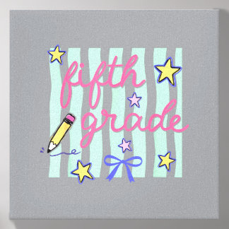 Preppy Fifth Grade Back To School Coquette Bow Canvas Photo Tile