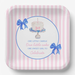 Preppy First Birthday Chinoiserie Ruffle Cake Bows Paper Plates
