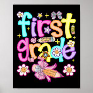 Preppy First Grade Back To School 1st Grade Girl B Poster
