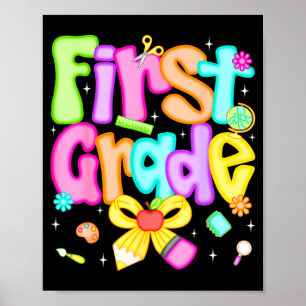 Preppy first grade back to school 1st grade poster