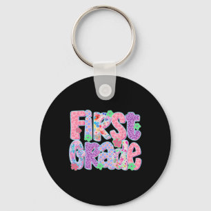 Preppy First Grade Back To School Teachers Girls Keychain