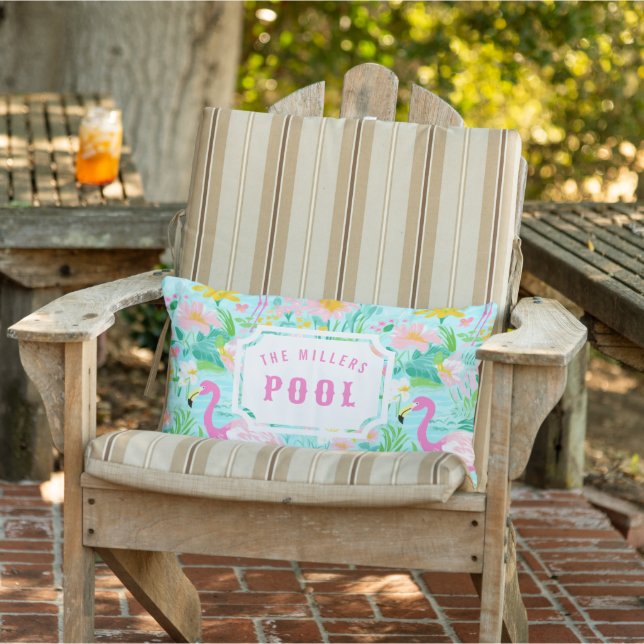 Preppy Flamingo | Pool and Patio Lumbar Pillow (Chair)