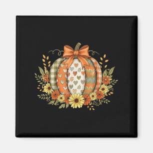 Preppy Floral Fall Pumpkin Lace Coquette Bow Hallo Magnet