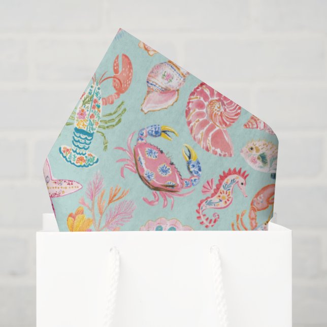 Preppy Floral Ocean Sealife Tissue Paper (Gift Bag)