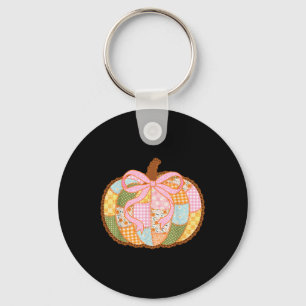 Preppy Floral Patchwork Pumpkin Coquette Lace Fall Keychain