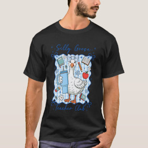 Preppy Floral Silly Goose Teacher Back to School F T-Shirt