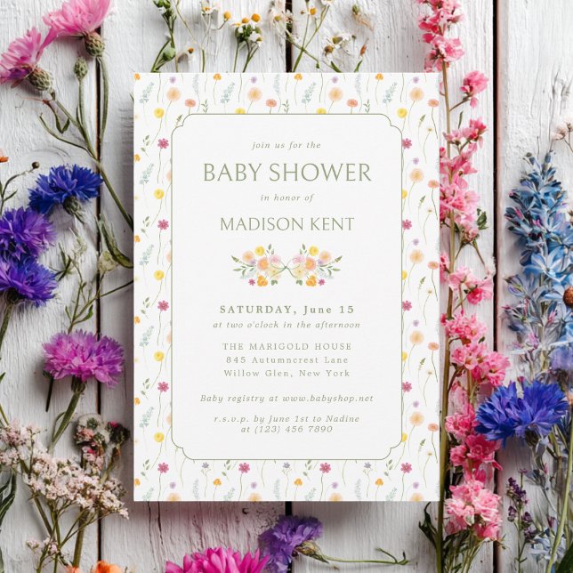 Preppy Floral Spring Summer Flowers Baby Shower Invitation (Creator Uploaded)