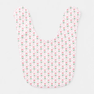 Preppy floral trellis grandmillenial  baby bib