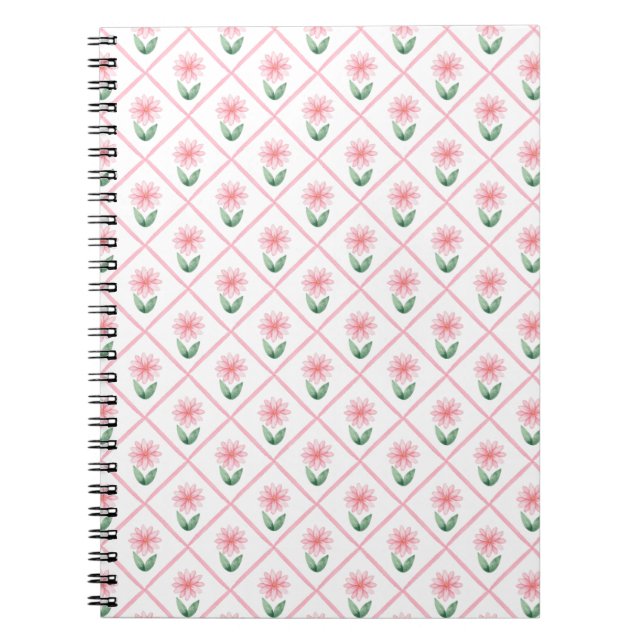 Preppy floral trellis grandmillenial notebook (Front)