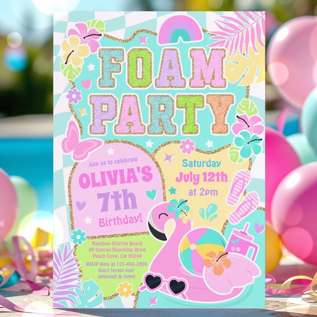 Preppy Foam Birthday Party Foam Pool Birthday Invitation (Creator Uploaded)