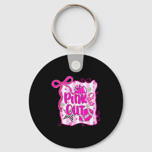 Preppy Football Nk Out Coquette Breast Cancer Chee Keychain