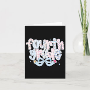 Preppy Fourth Grade Back To School Coquette 4th Gr Card