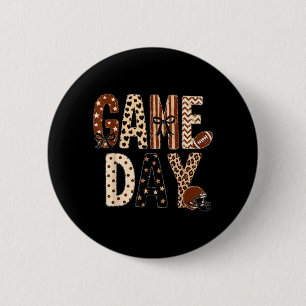 Preppy Game Day Football Mom Mama Touch Down Button