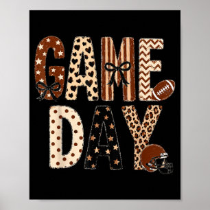 Preppy Game Day Football Mom Mama Touch Down Poster