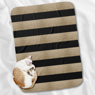 preppy geometric pattern black and gold stripes baby blanket