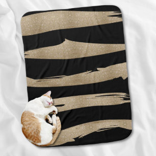 preppy geometric pattern black and gold stripes baby blanket