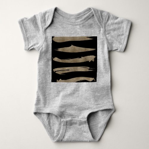 preppy geometric pattern black and gold stripes baby bodysuit