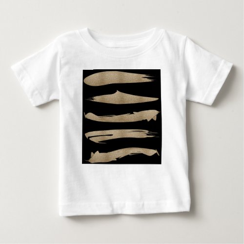 preppy geometric pattern black and gold stripes baby T_Shirt