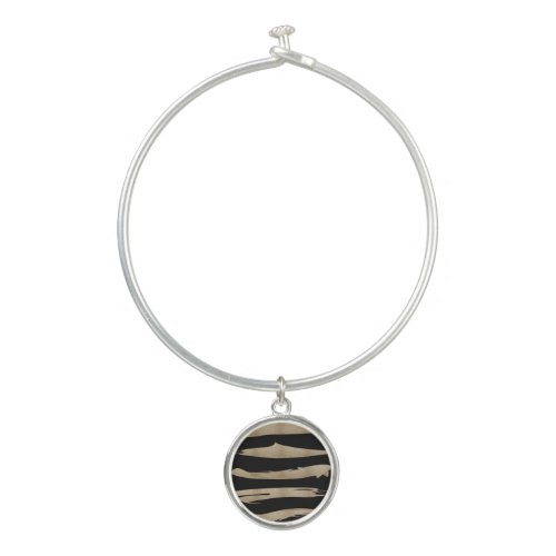 preppy geometric pattern black and gold stripes bangle bracelet