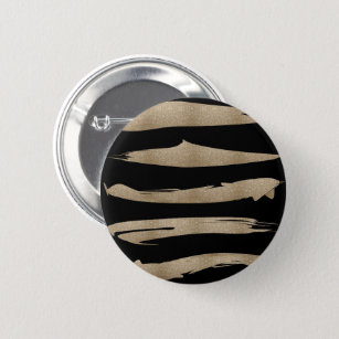 preppy geometric pattern black and gold stripes button