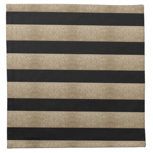 preppy geometric pattern black and gold stripes cloth napkin