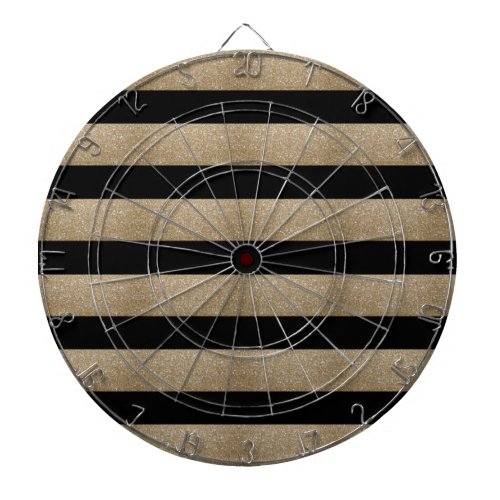 preppy geometric pattern black and gold stripes dart board