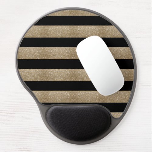 preppy geometric pattern black and gold stripes gel mouse pad