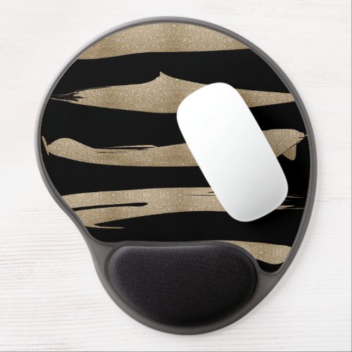 preppy geometric pattern black and gold stripes gel mouse pad