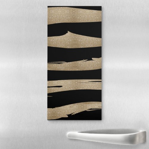 preppy geometric pattern black and gold stripes magnetic notepad