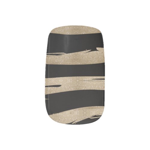 preppy geometric pattern black and gold stripes minx nail art