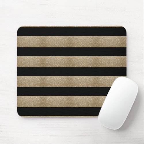 preppy geometric pattern black and gold stripes mouse pad