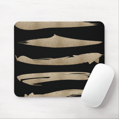 preppy geometric pattern black and gold stripes mouse pad