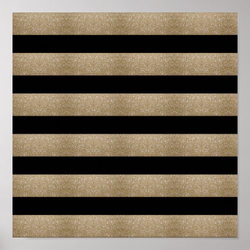 preppy geometric pattern black and gold stripes poster