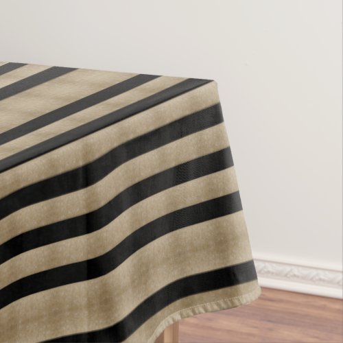 preppy geometric pattern black and gold stripes tablecloth