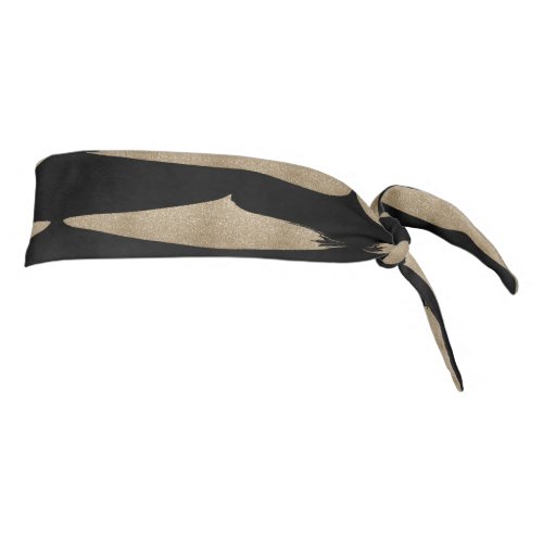 preppy geometric pattern black and gold stripes tie headband