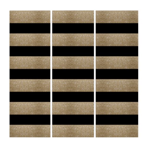 preppy geometric pattern black and gold stripes triptych